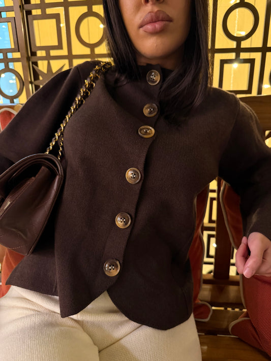 Cardigan boutonné – Marron